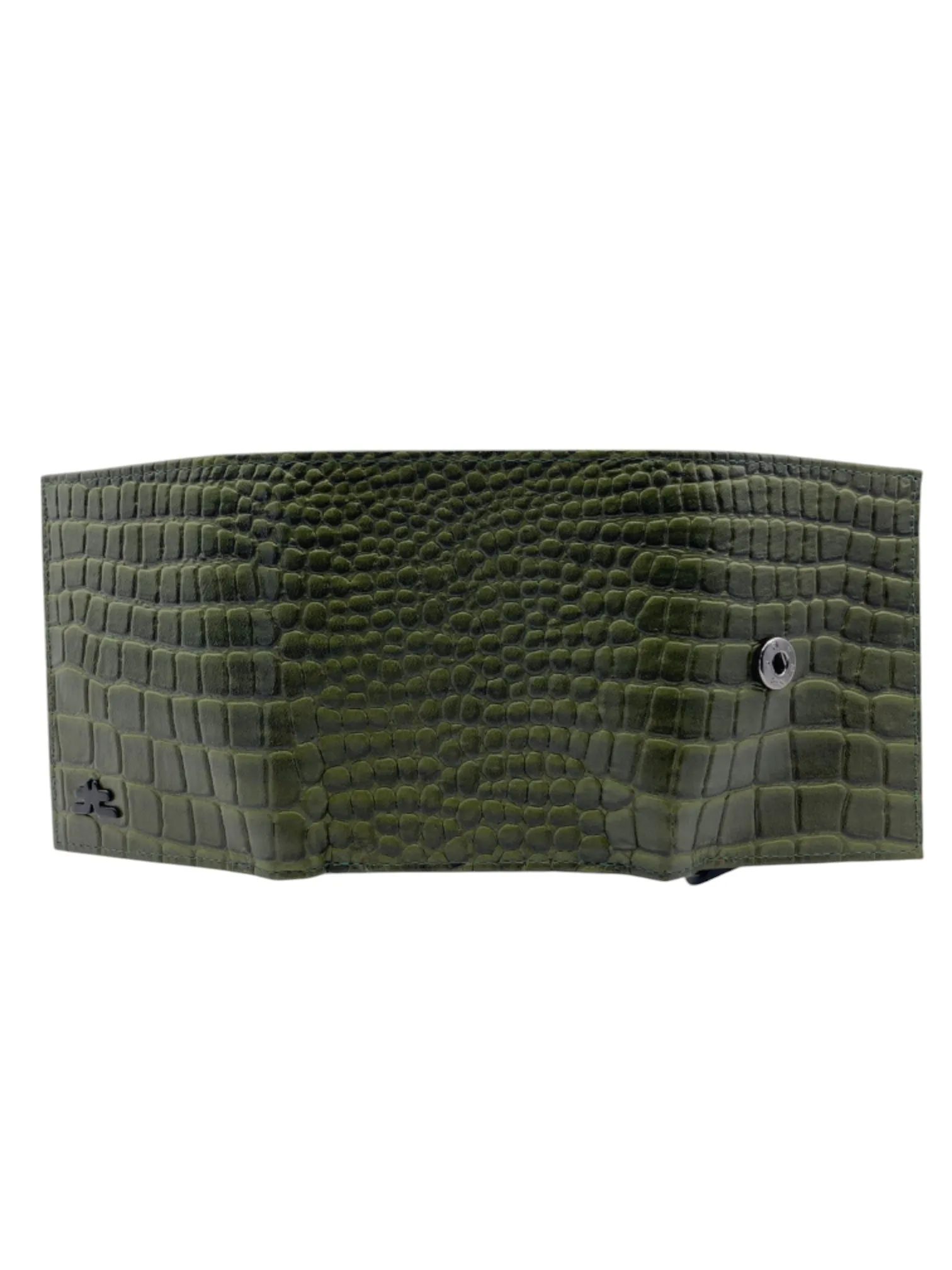 Smart Pop-Up Metallic Card Holder Tri-Fold Wallet in Leather RFID BOX # TRI-4522.NEW-Buton