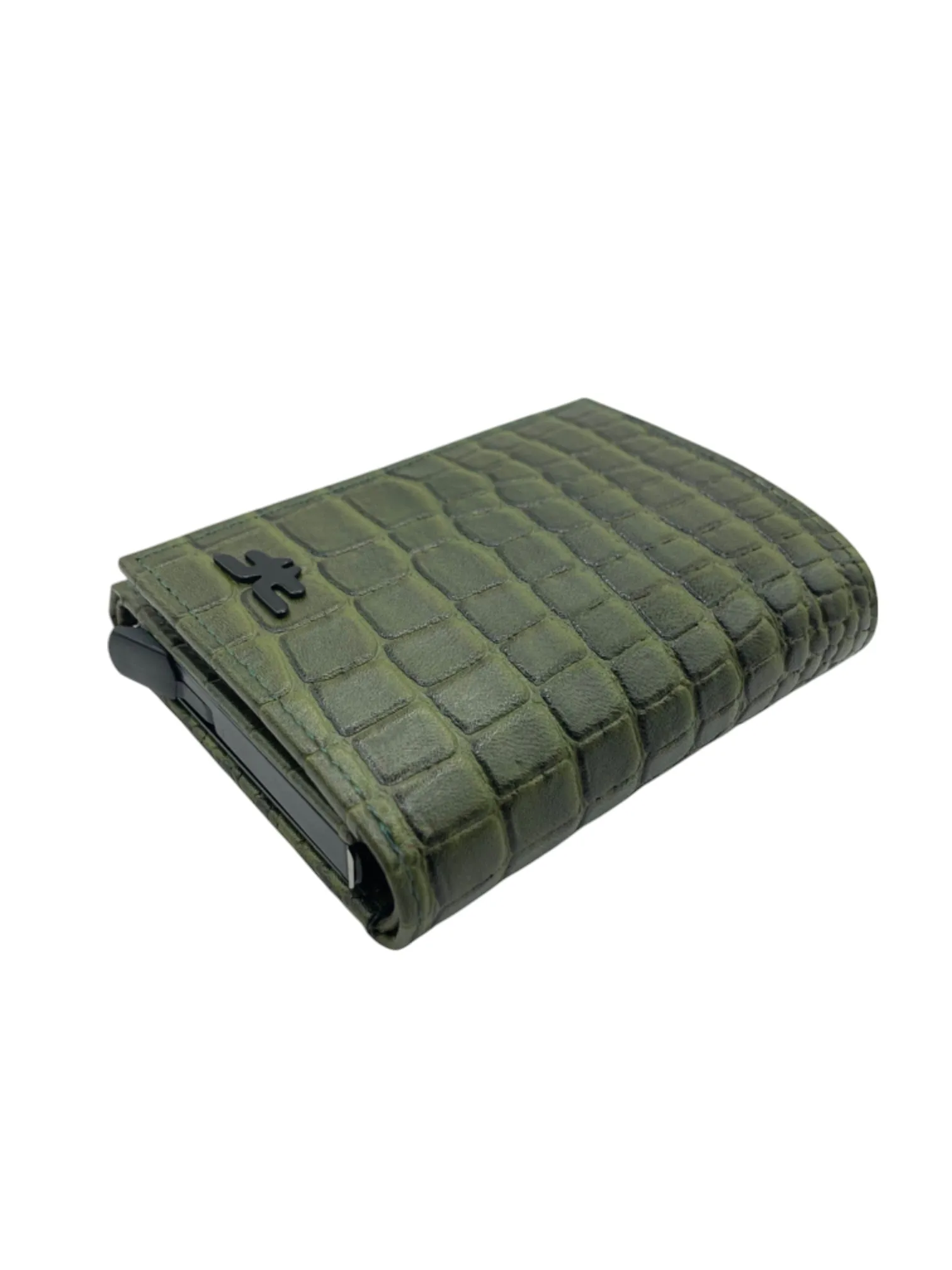 Smart Pop-Up Metallic Card Holder Tri-Fold Wallet in Leather RFID BOX # TRI-4522.NEW-Buton