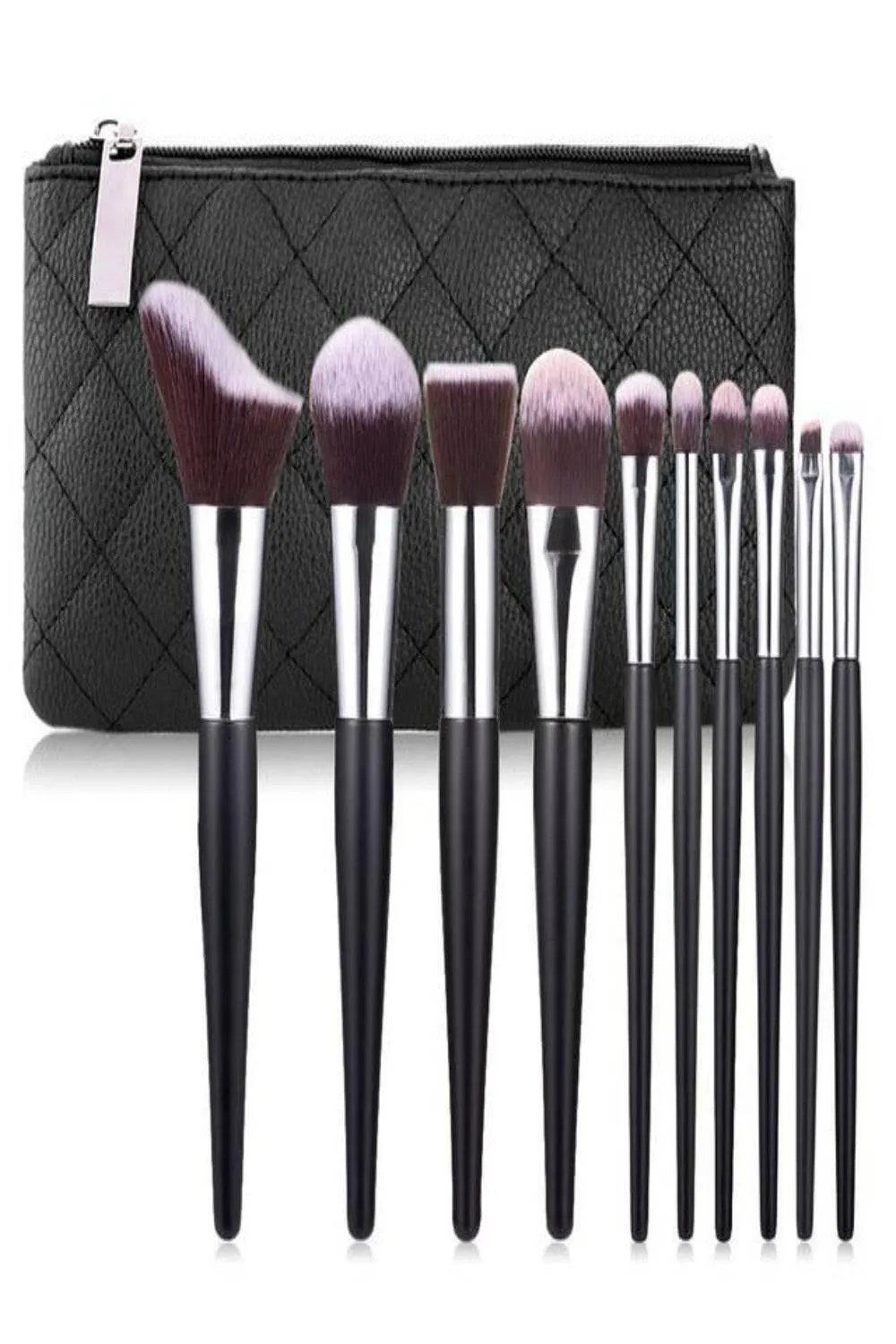 Soft Professional Makeup Brush Set With Bag - 10pcs Brushes