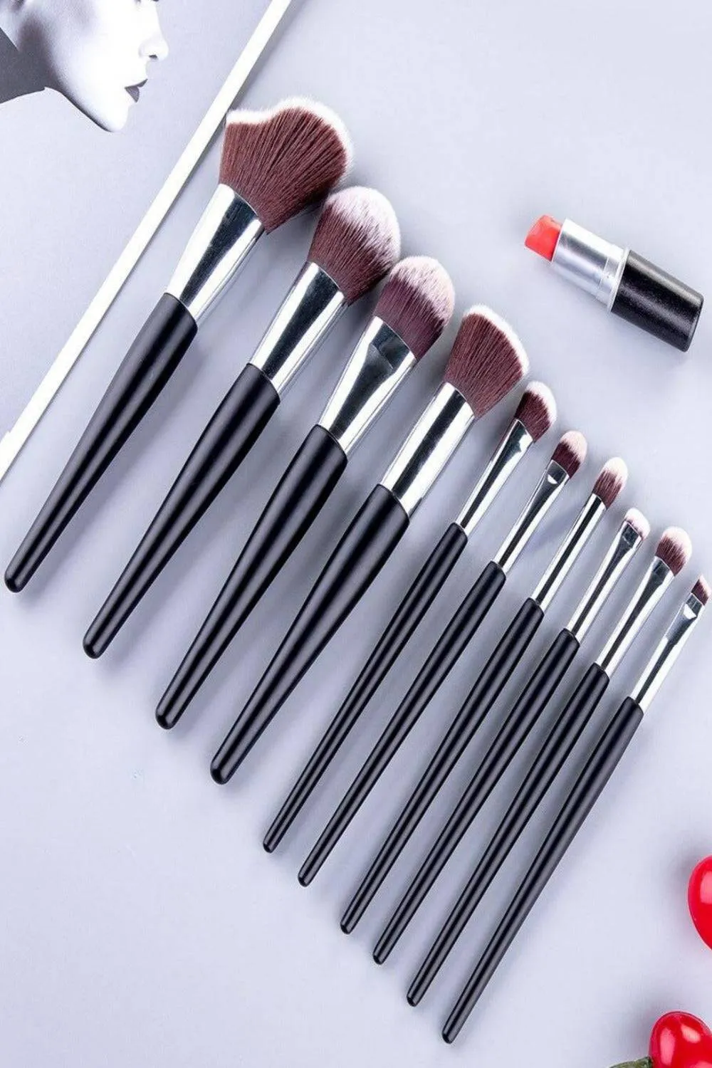 Soft Professional Makeup Brush Set With Bag - 10pcs Brushes