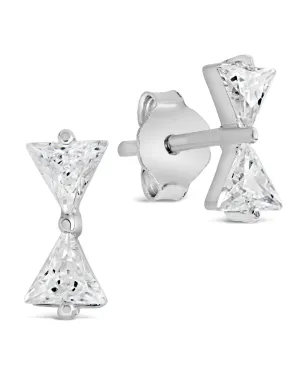Sterling Silver CZ Bowtie Stud Earrings