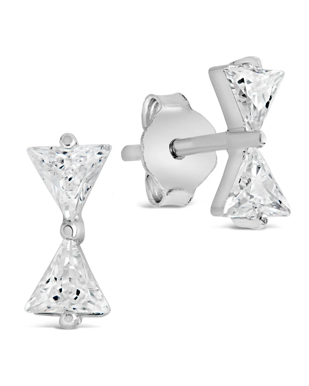 Sterling Silver CZ Bowtie Stud Earrings