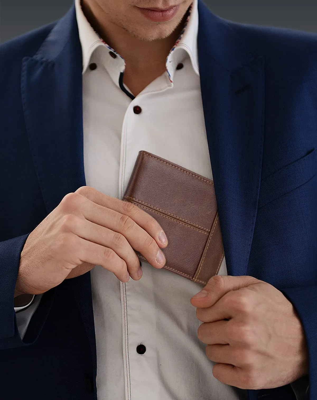 Swallowmall Mens Wallet Rfid Blocking Leather Wallet for Men Bifold Wallet Leather with 1 ID Window 16 Card Slot