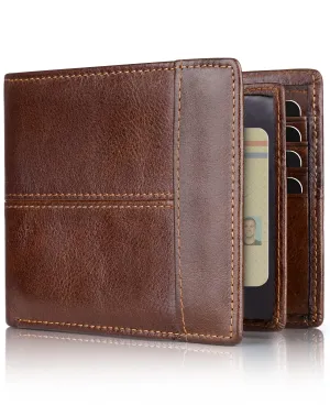 Swallowmall Mens Wallet Rfid Blocking Leather Wallet for Men Bifold Wallet Leather with 1 ID Window 16 Card Slot
