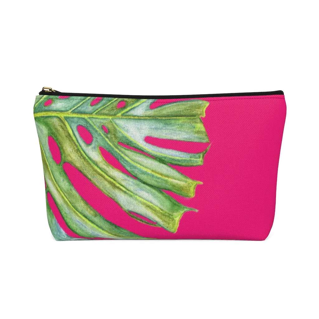 T-Bottom Accessory Bag:  Monstera Leaf - Pink