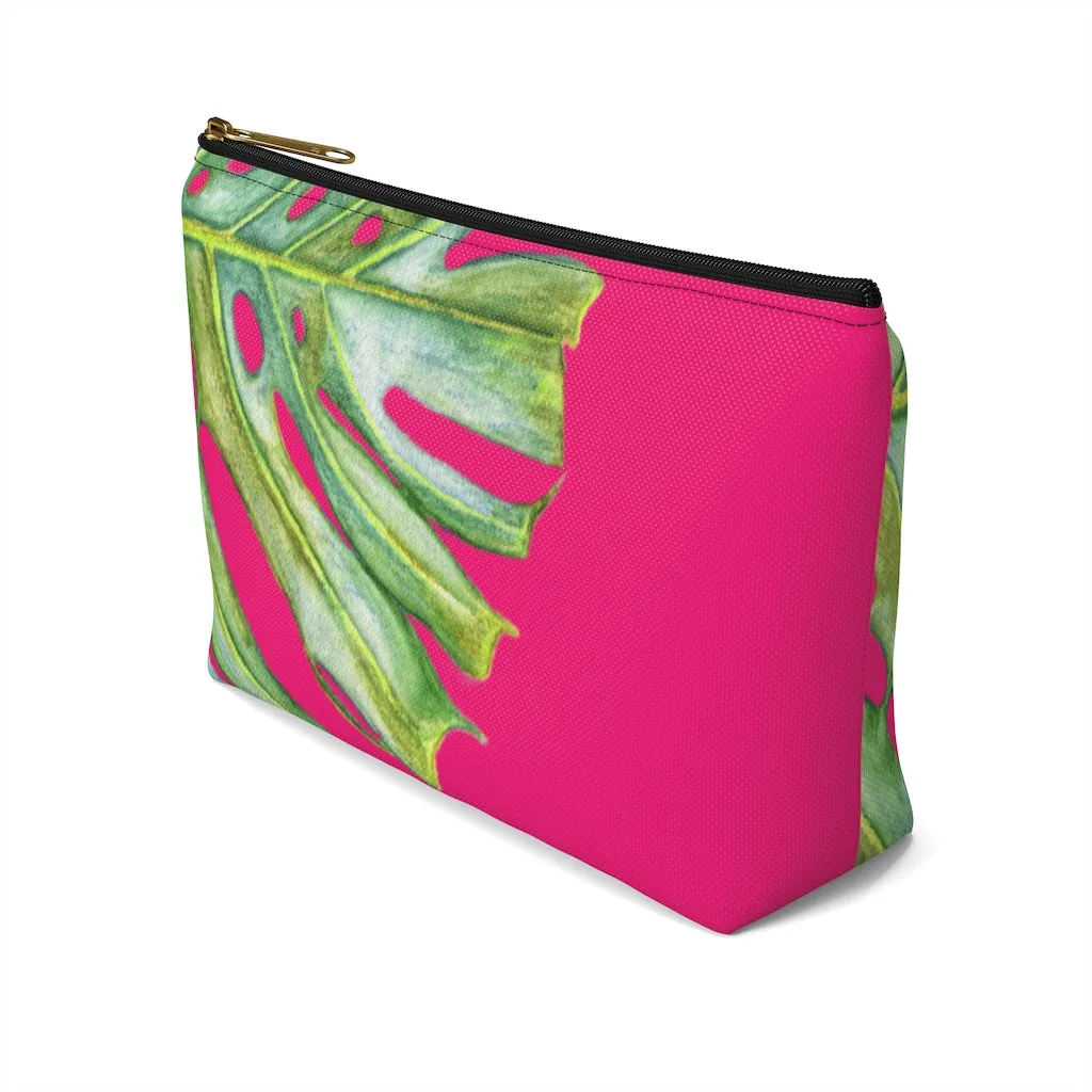 T-Bottom Accessory Bag:  Monstera Leaf - Pink