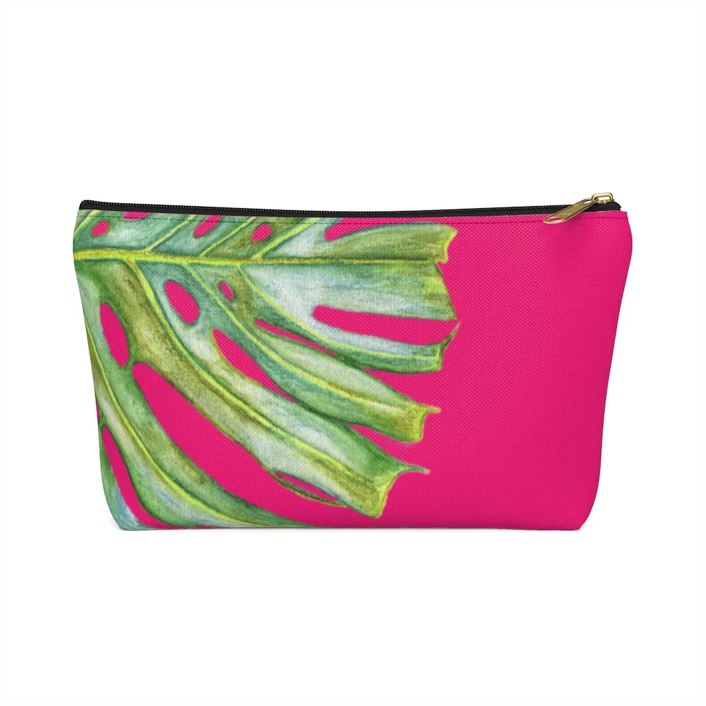T-Bottom Accessory Bag:  Monstera Leaf - Pink