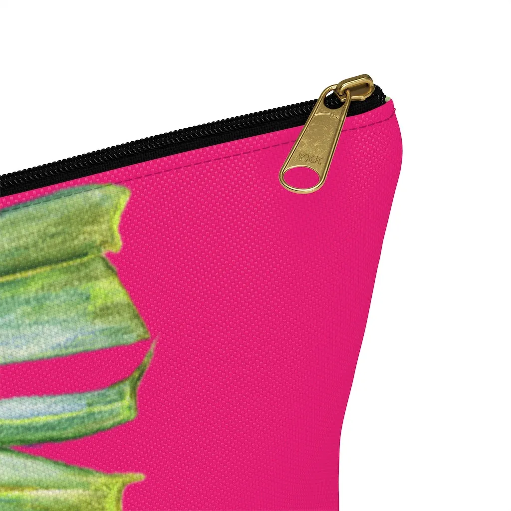 T-Bottom Accessory Bag:  Monstera Leaf - Pink