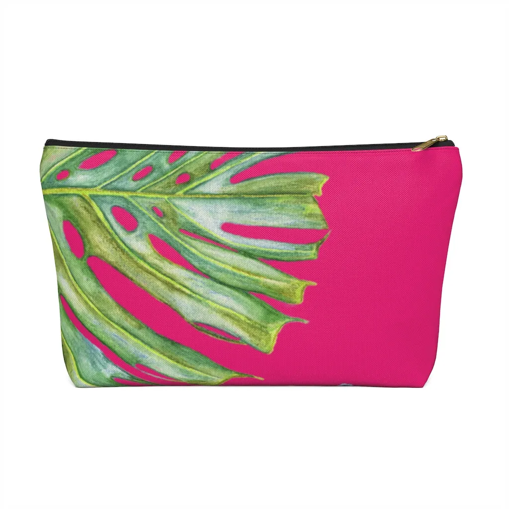 T-Bottom Accessory Bag:  Monstera Leaf - Pink