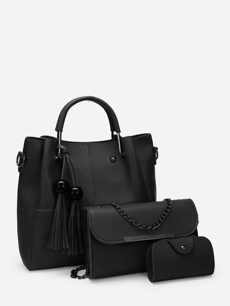 Tassel Charm Tote Bag 3pcs
