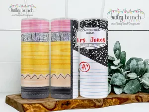 Teacher Pencil Composition Notebook Shimmer Glitter Tumbler Personalized TUMBNOTEBOOK0520
