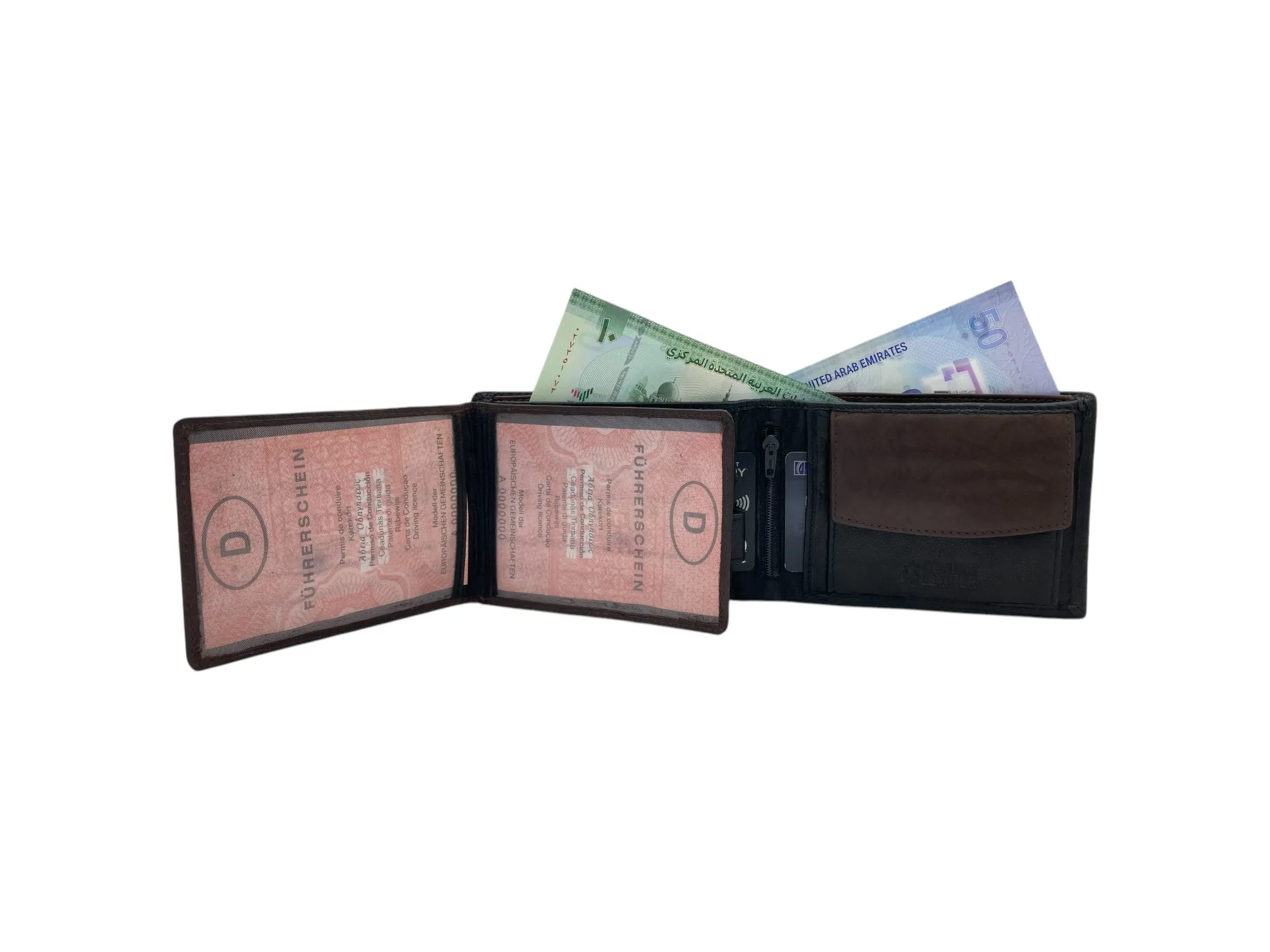 Top Grain Napa Leather Card & Coin Billfold Wallet # 1644