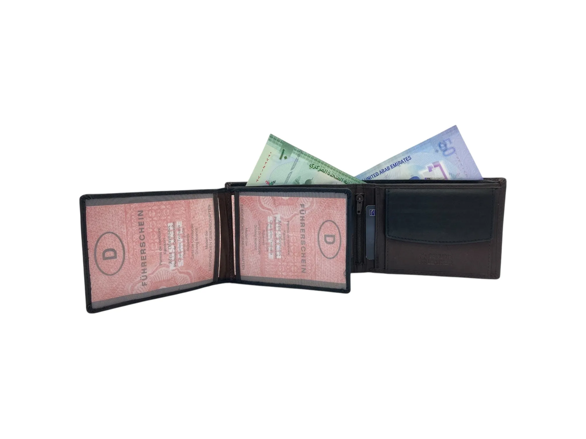 Top Grain Napa Leather Card & Coin Billfold Wallet # 1644