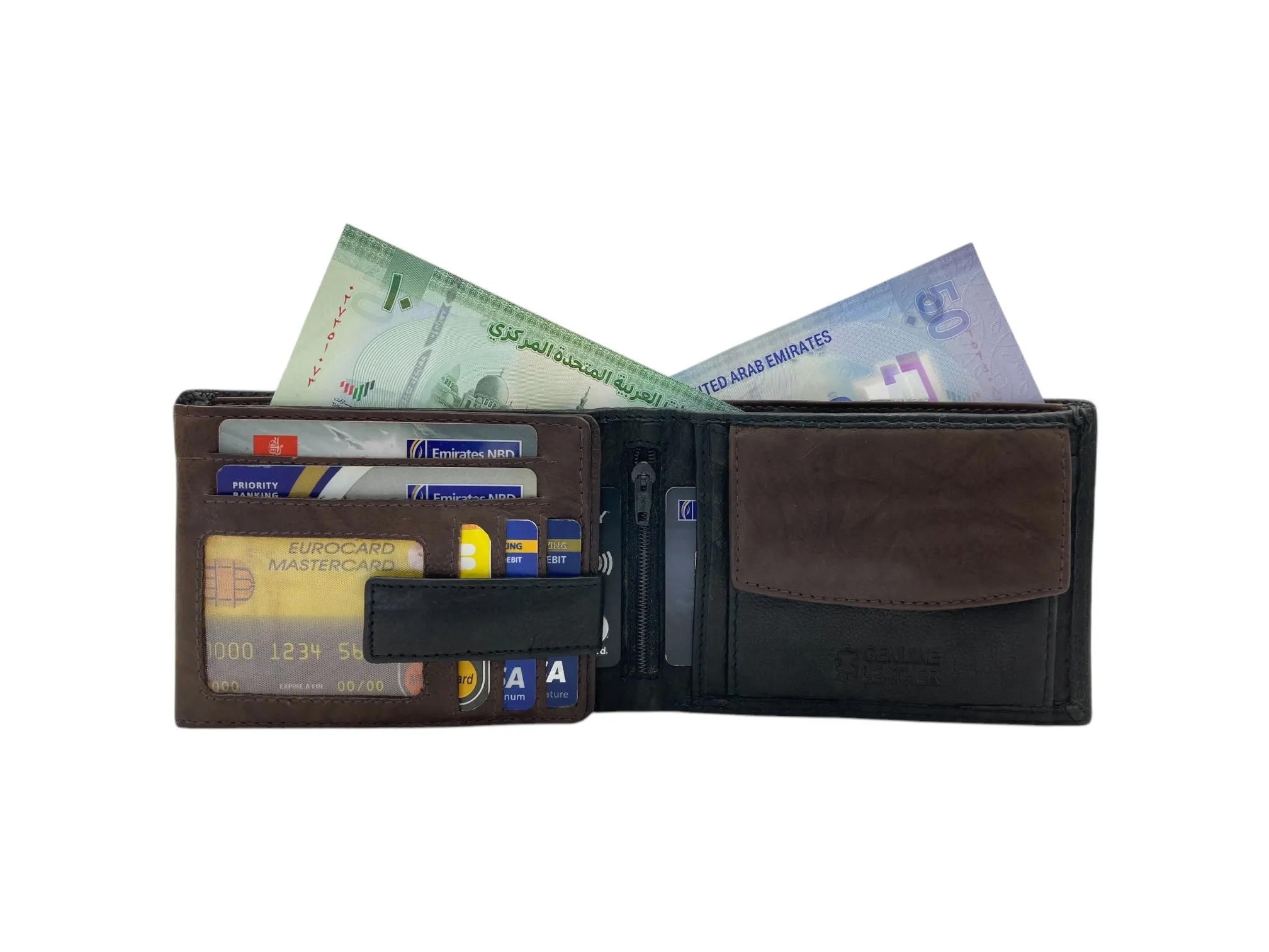 Top Grain Napa Leather Card & Coin Billfold Wallet # 1644