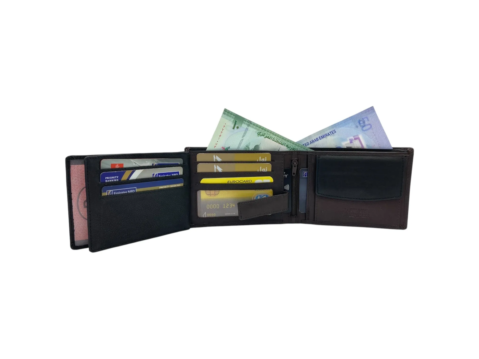 Top Grain Napa Leather Card & Coin Billfold Wallet # 1644