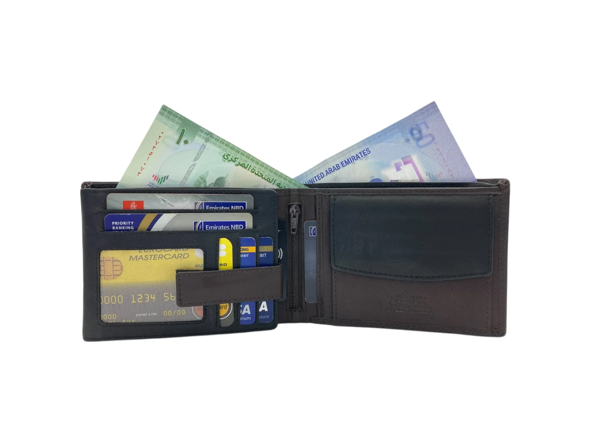 Top Grain Napa Leather Card & Coin Billfold Wallet # 1644