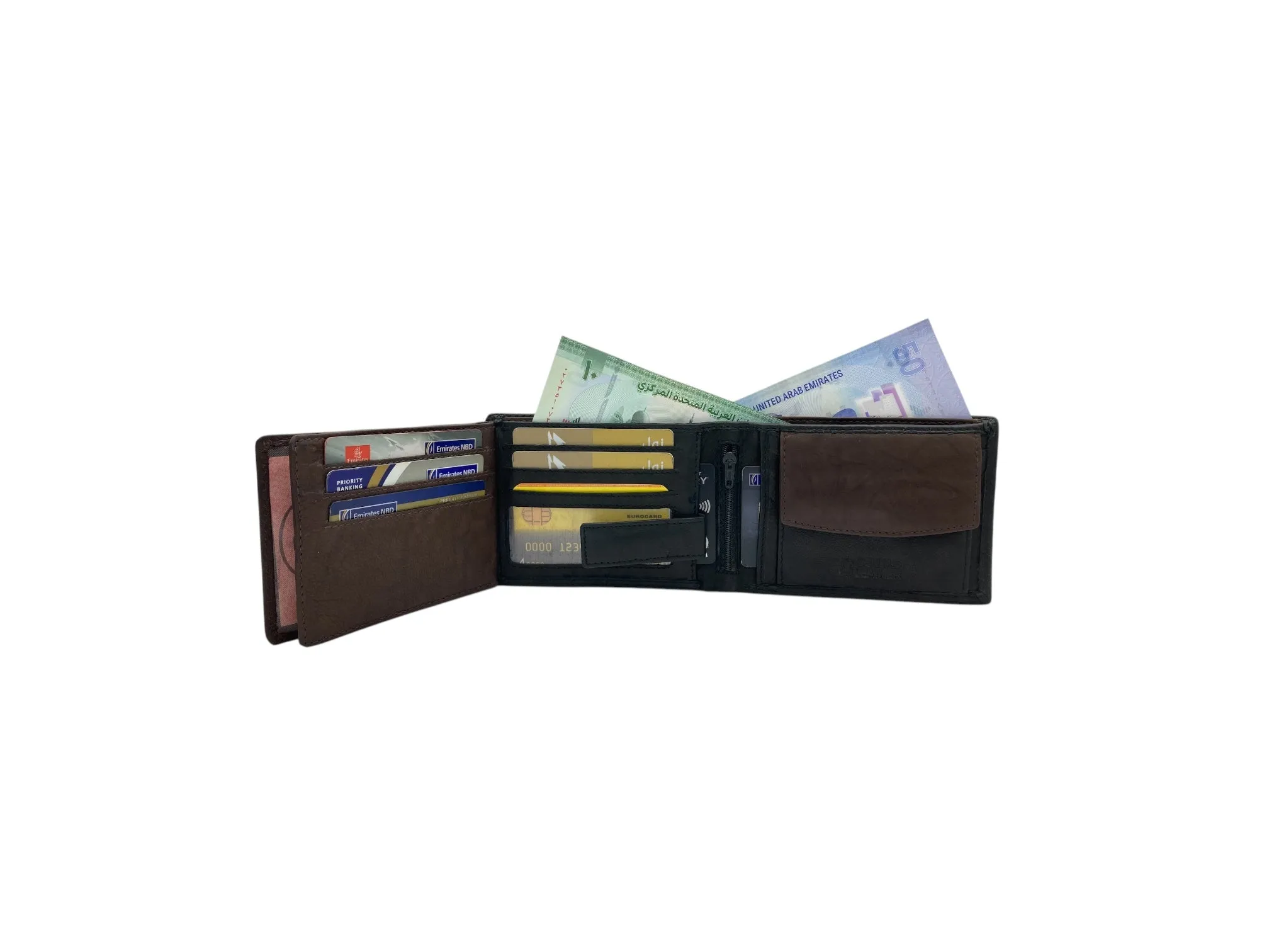 Top Grain Napa Leather Card & Coin Billfold Wallet # 1644