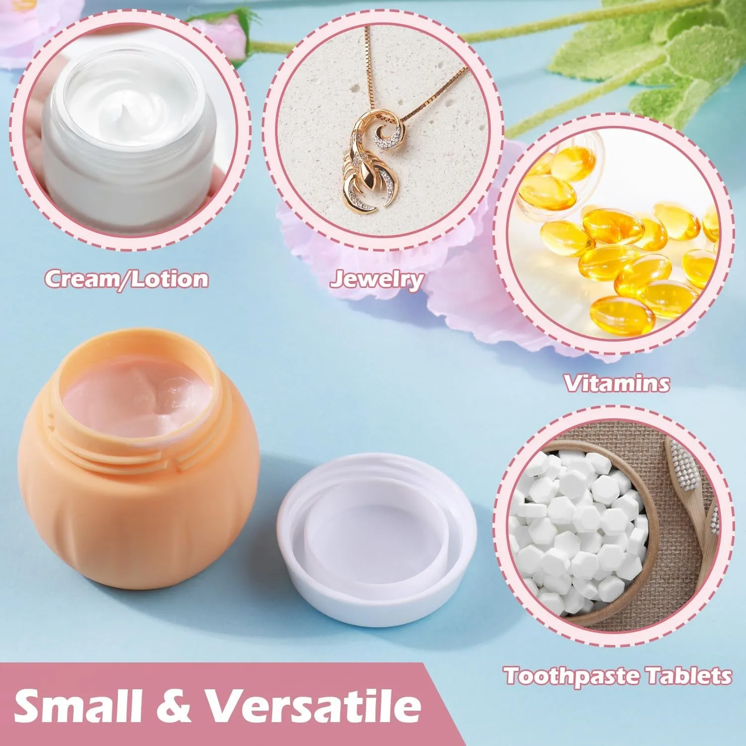 Travel Containers for Toiletries,  TSA Approved 1.7Oz 50Ml Travel Size Silicone Cream Jars BPA Free, Leak-Proof Travel Essentials with Lid for Cosmetic Face Hand Body Cream Macaron (4 Pack)