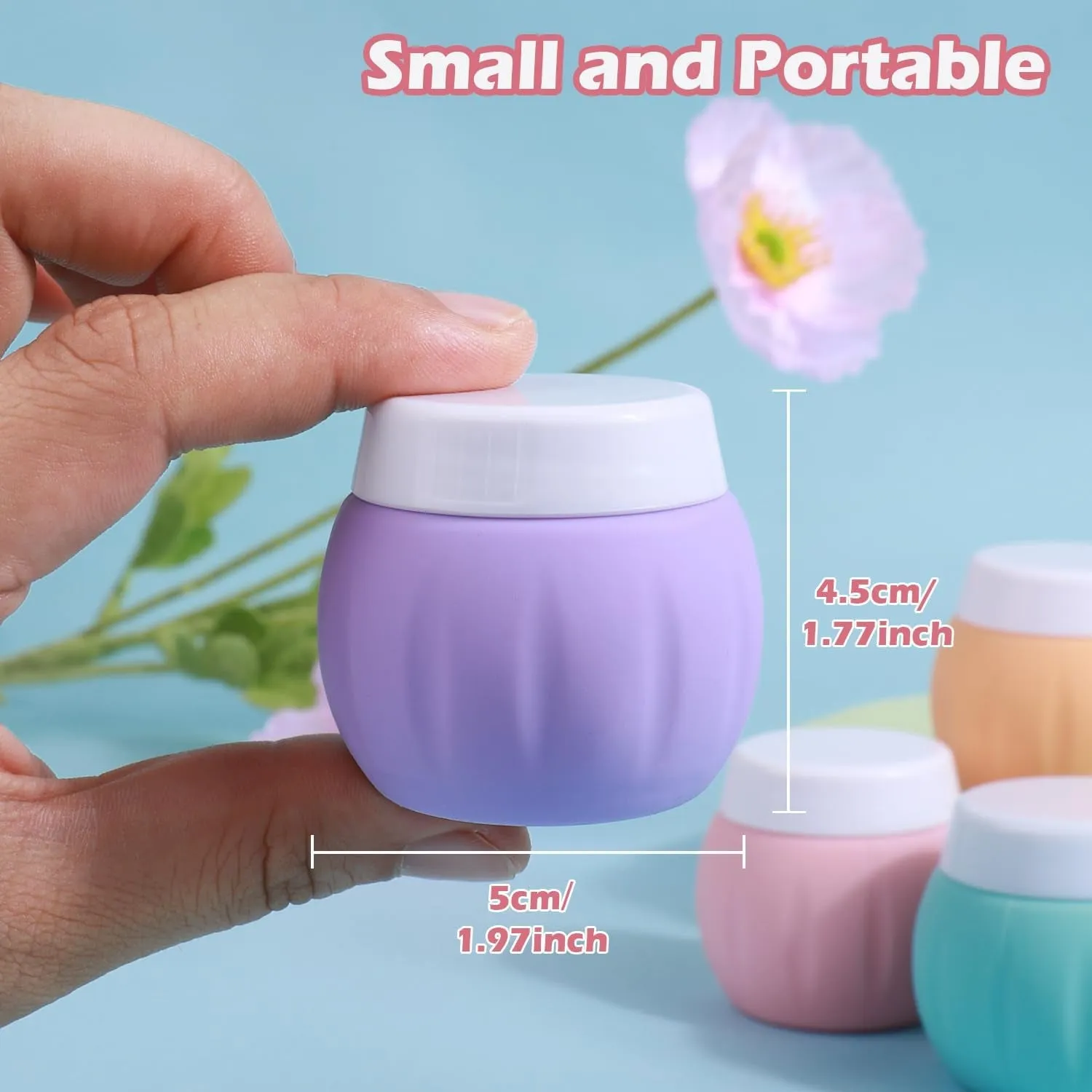 Travel Containers for Toiletries,  TSA Approved 1.7Oz 50Ml Travel Size Silicone Cream Jars BPA Free, Leak-Proof Travel Essentials with Lid for Cosmetic Face Hand Body Cream Macaron (4 Pack)