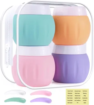 Travel Containers for Toiletries,  TSA Approved 1.7Oz 50Ml Travel Size Silicone Cream Jars BPA Free, Leak-Proof Travel Essentials with Lid for Cosmetic Face Hand Body Cream Macaron (4 Pack)