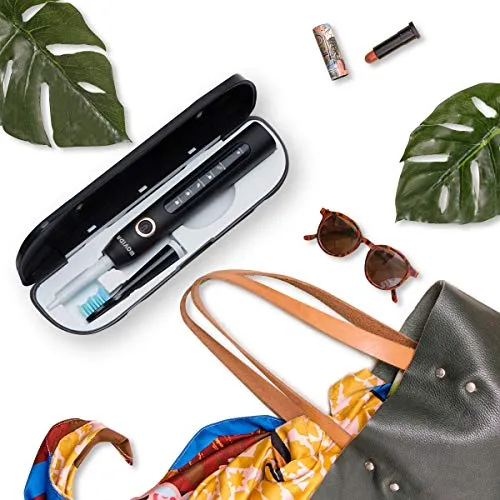 Travel Sonic Electric Toothbrush Power Toothbrush with Travel Case, 5 Modes and 3 Brush Heads, USB Charging Toothbrush with 2-Minute Timer, Waterproof Black