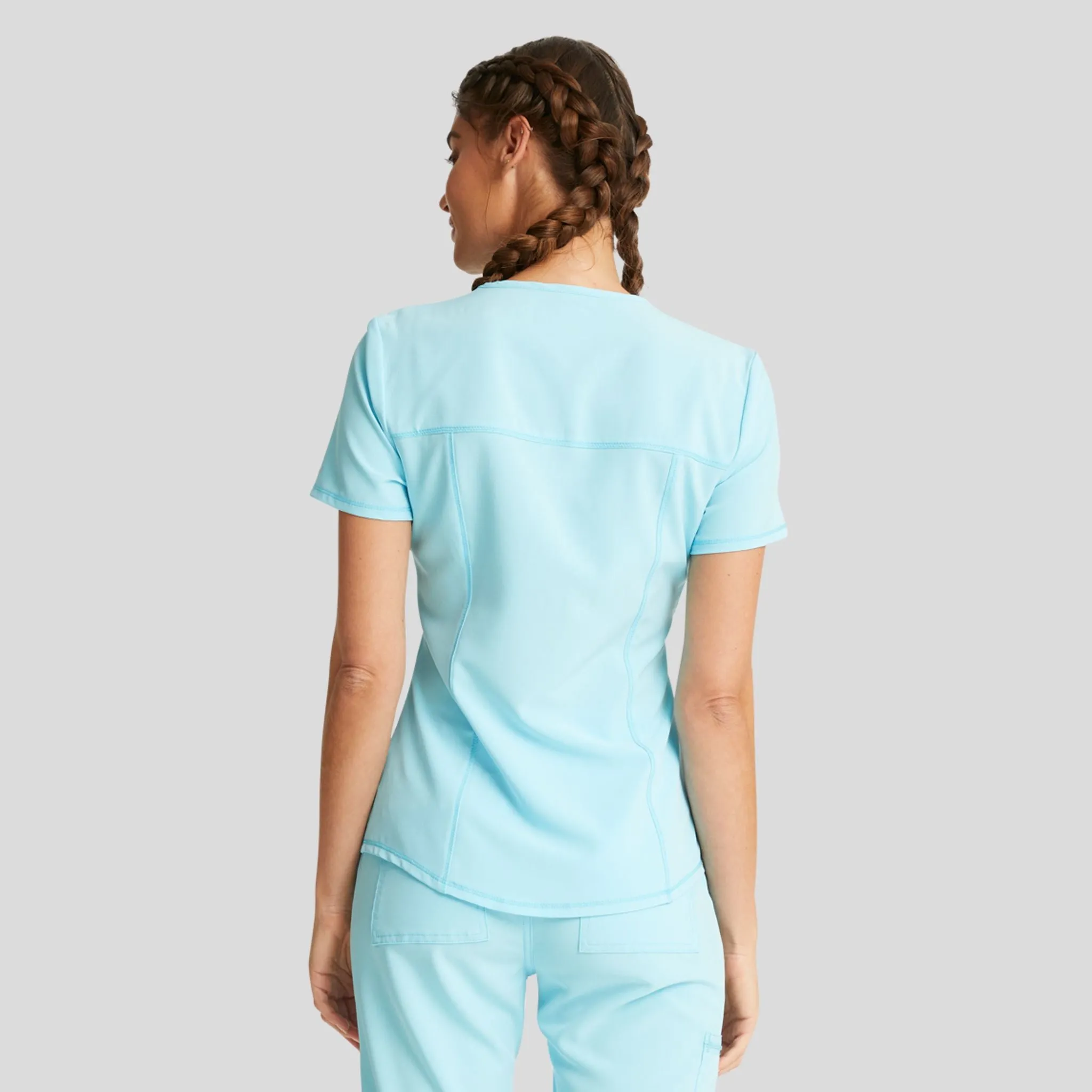 V-Neck Top With Badge Loop | Turquoise