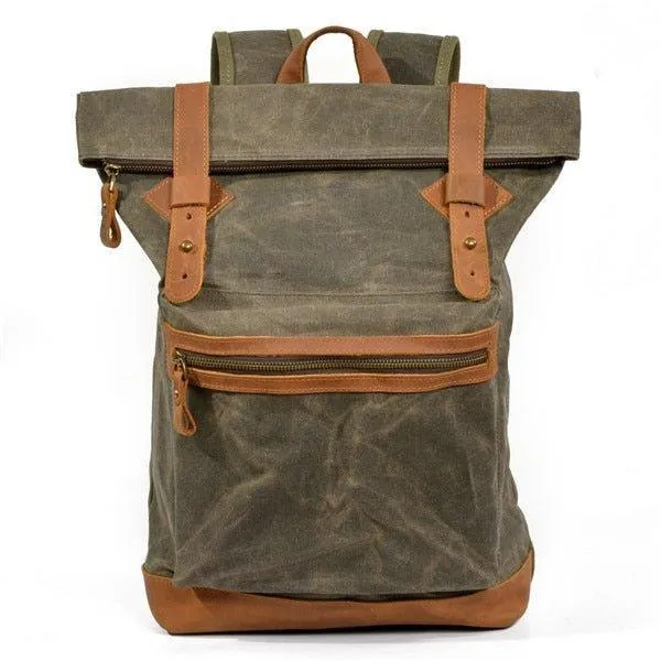 Vintage Roll Top Backpack Rucksack Travel