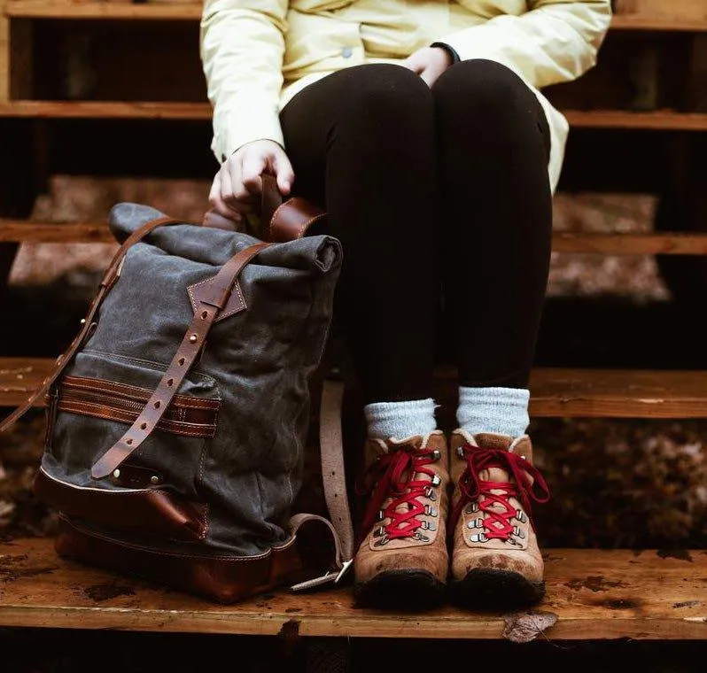 Vintage Roll Top Backpack Rucksack Travel