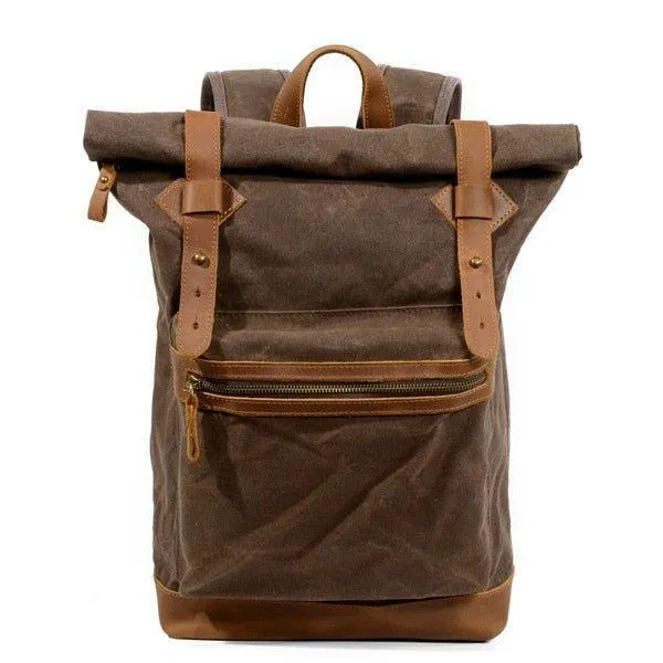 Vintage Roll Top Backpack Rucksack Travel