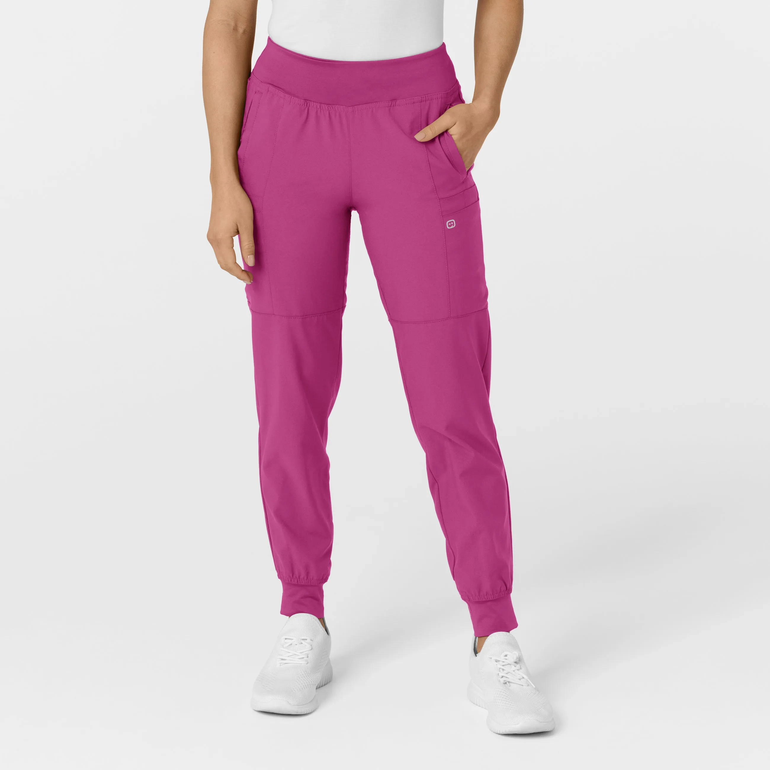 W123 5555 Comfort Waist Cargo Jogger Scrub Pants Raspberry