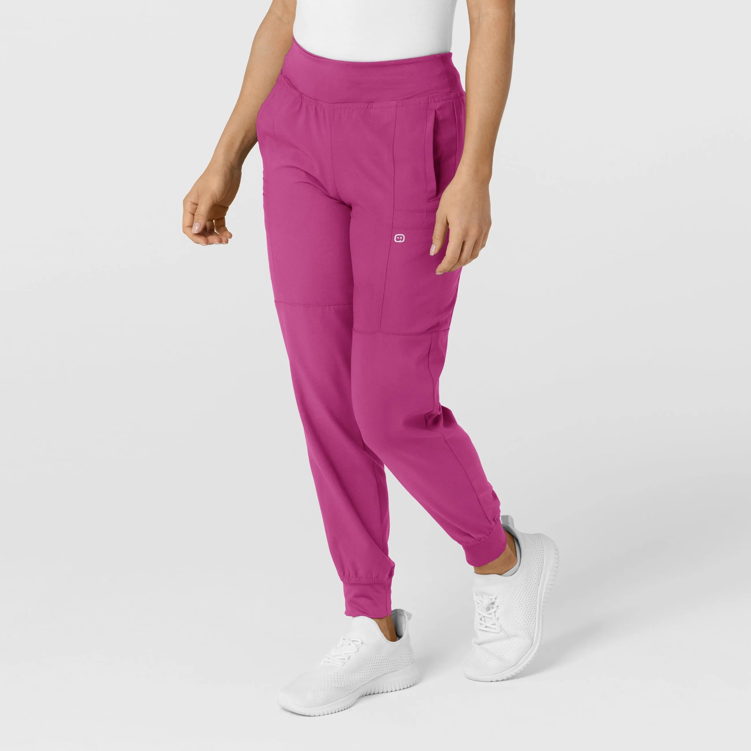 W123 5555 Comfort Waist Cargo Jogger Scrub Pants Raspberry