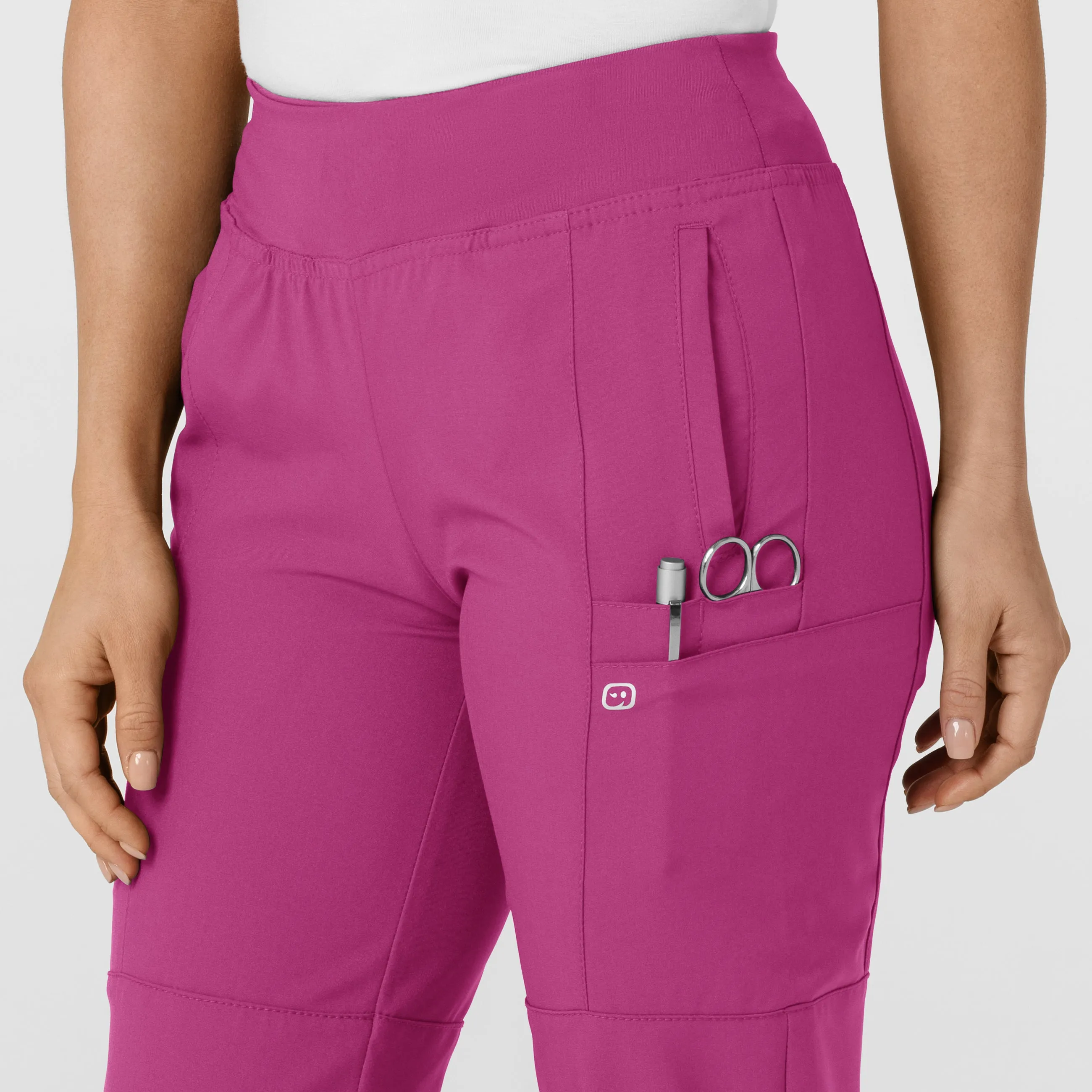 W123 5555 Comfort Waist Cargo Jogger Scrub Pants Raspberry
