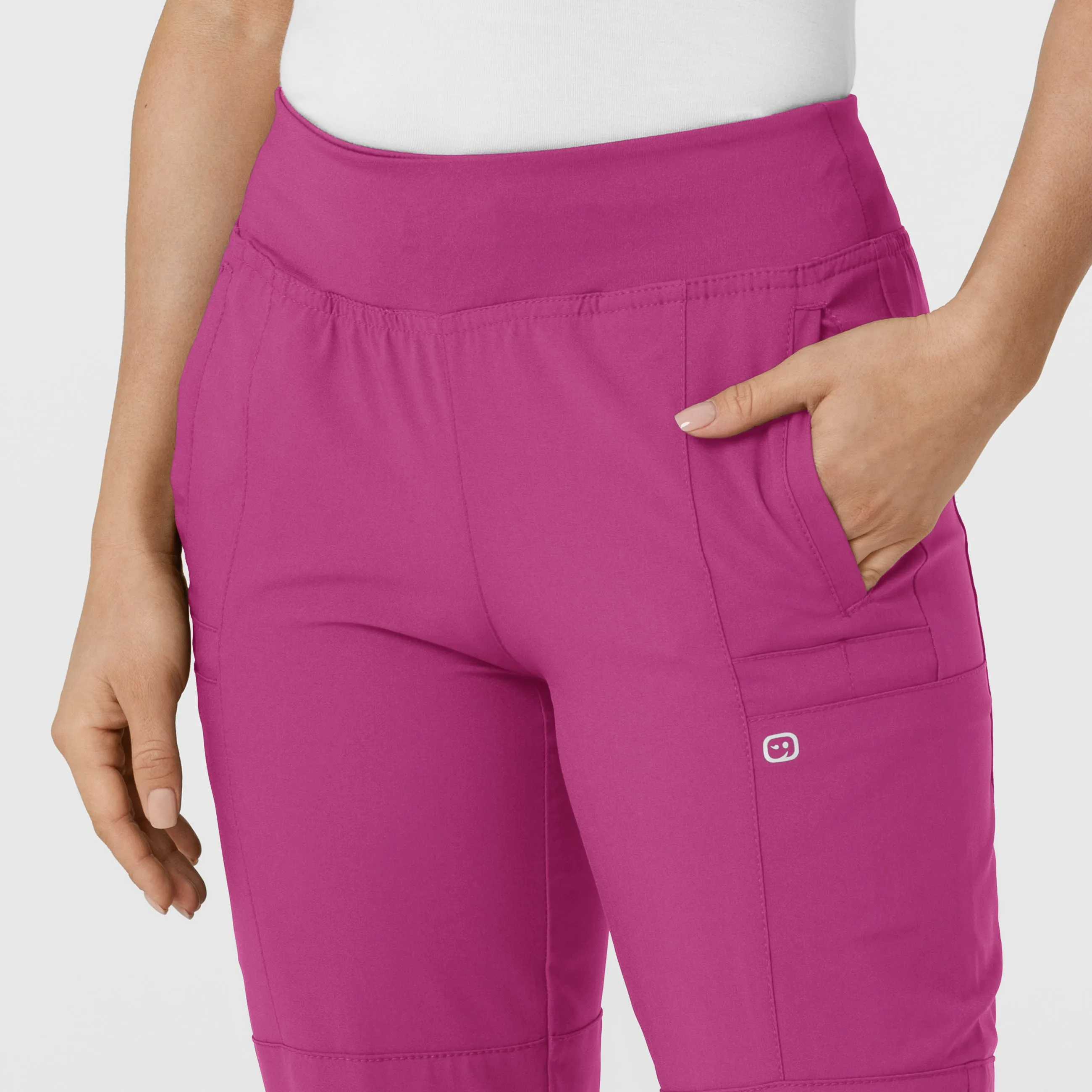 W123 5555 Comfort Waist Cargo Jogger Scrub Pants Raspberry