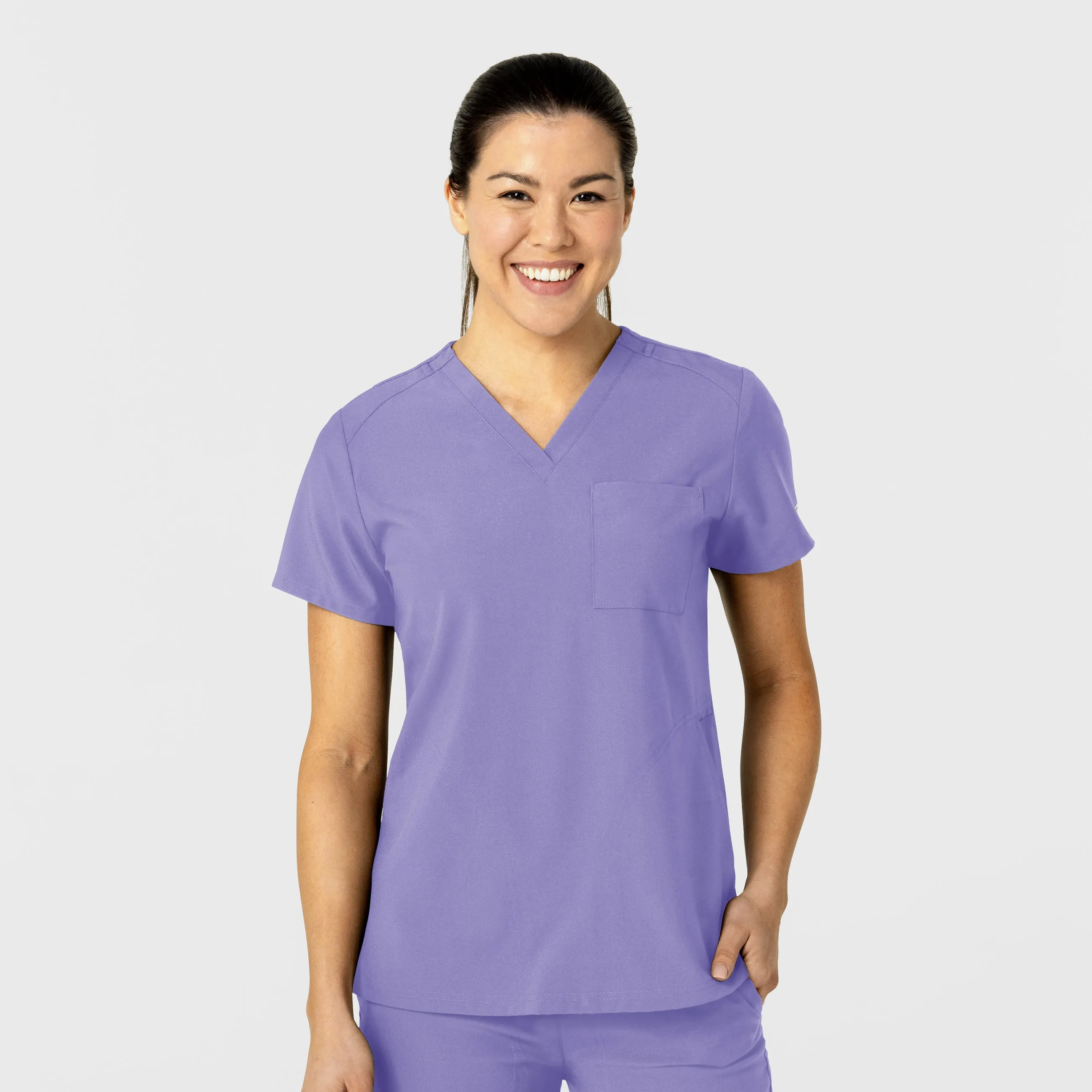W123 6045 Flex-n-Reach V-Neck Scrub Top Iris Purple