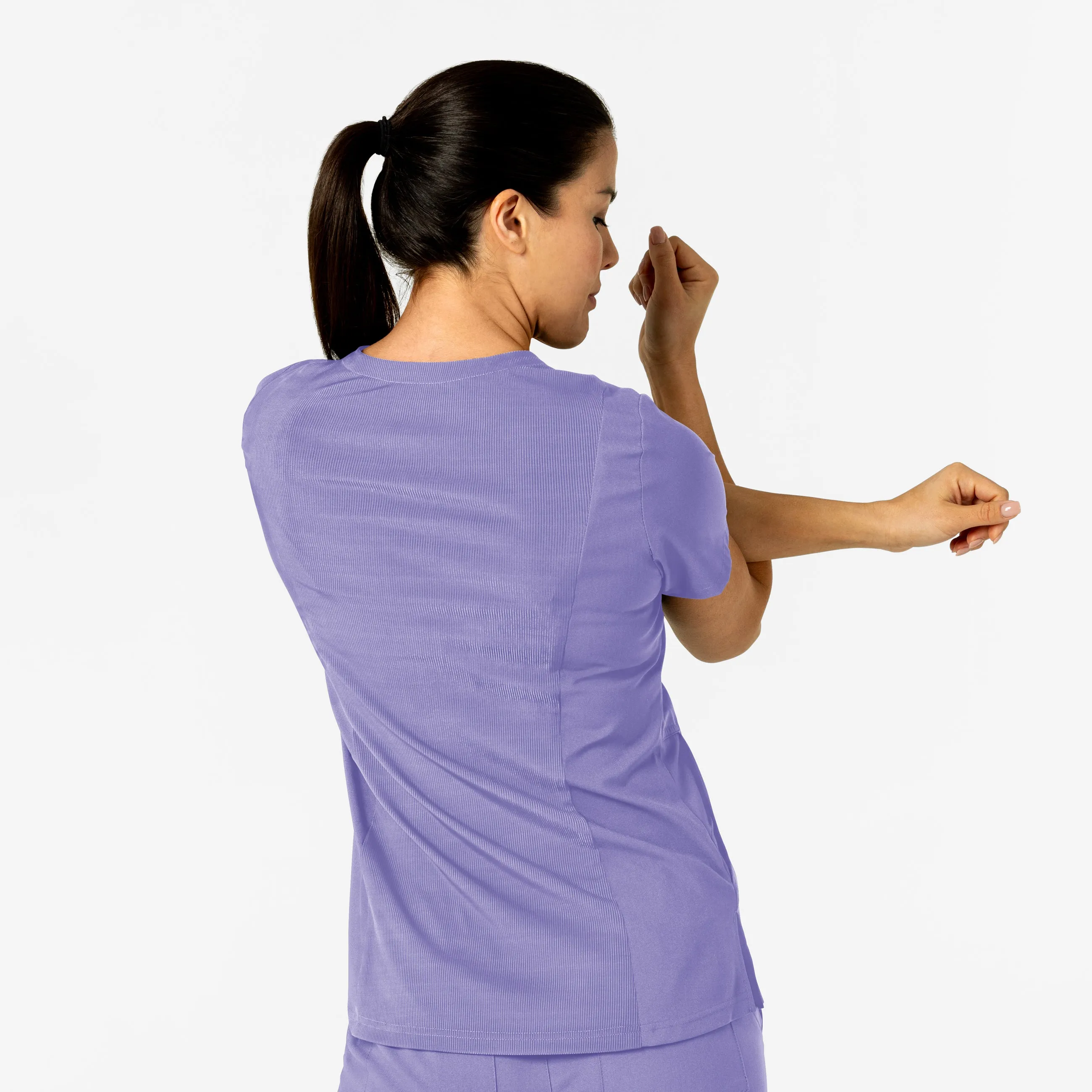 W123 6045 Flex-n-Reach V-Neck Scrub Top Iris Purple