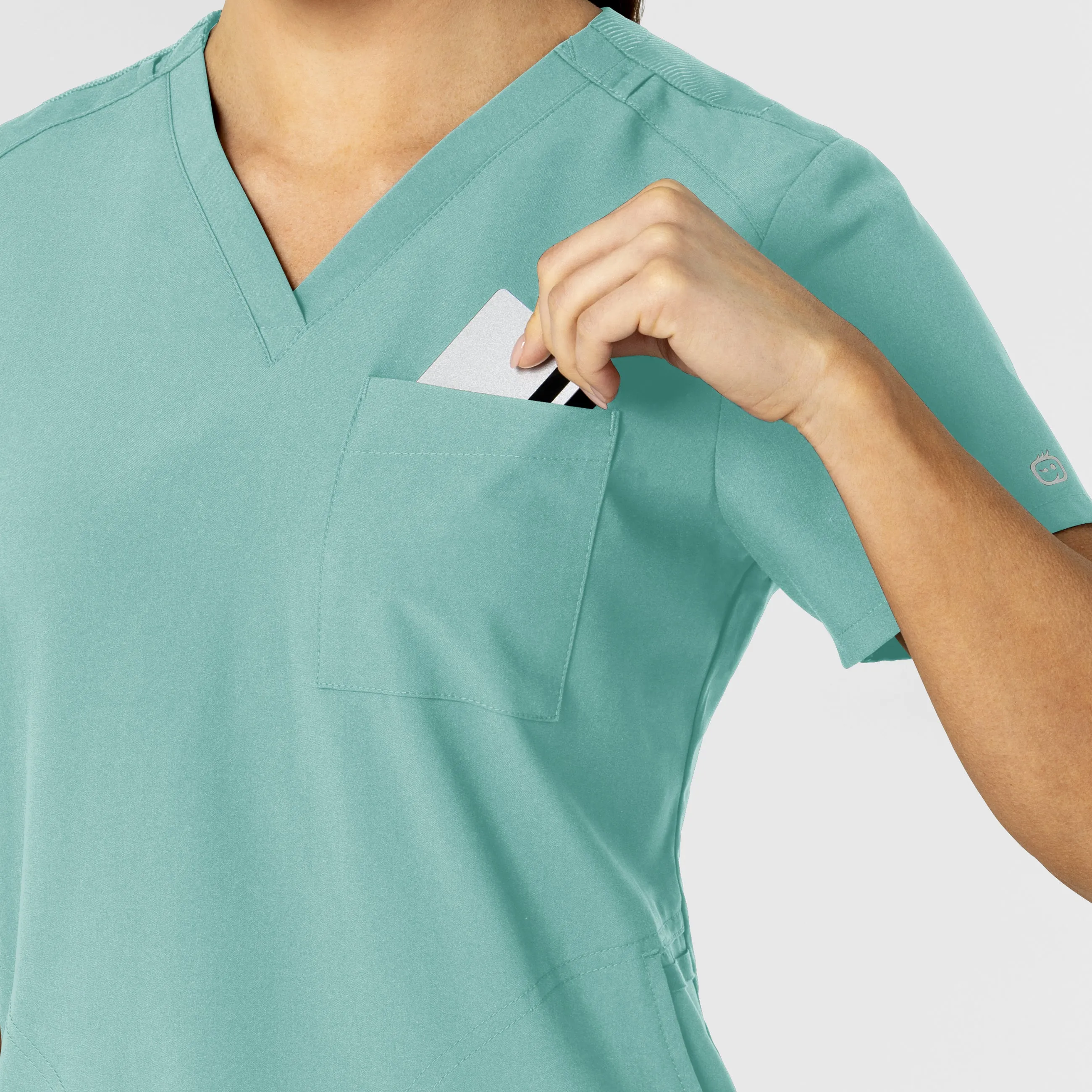 W123 6045 Flex-n-Reach V-Neck Scrub Top Turquoise