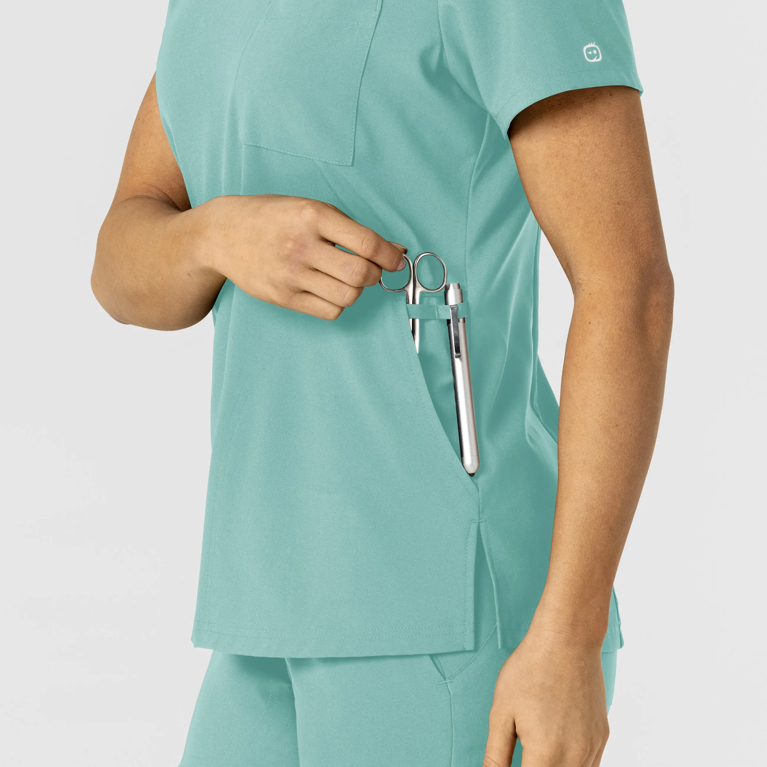 W123 6045 Flex-n-Reach V-Neck Scrub Top Turquoise