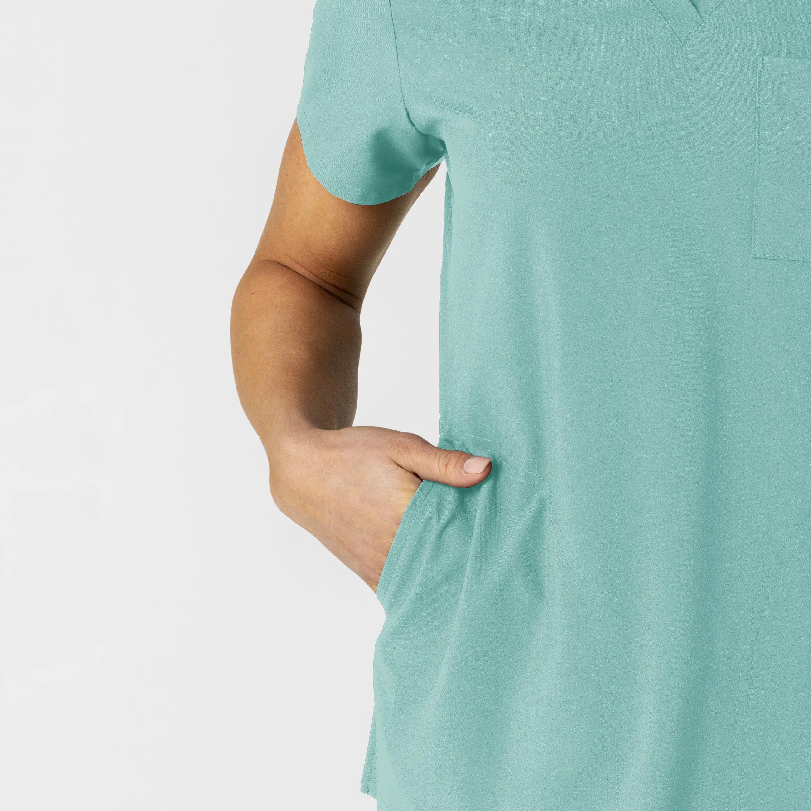 W123 6045 Flex-n-Reach V-Neck Scrub Top Turquoise