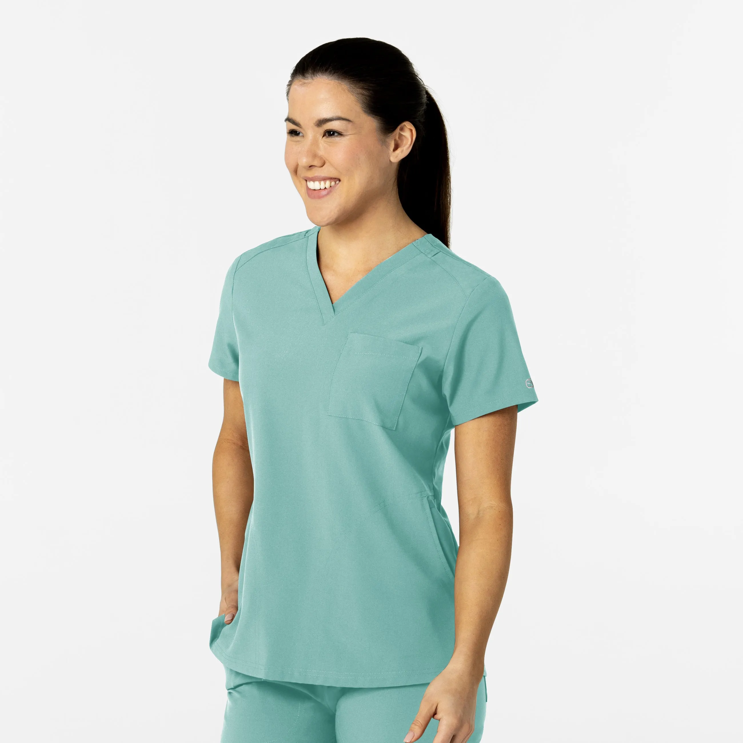 W123 6045 Flex-n-Reach V-Neck Scrub Top Turquoise