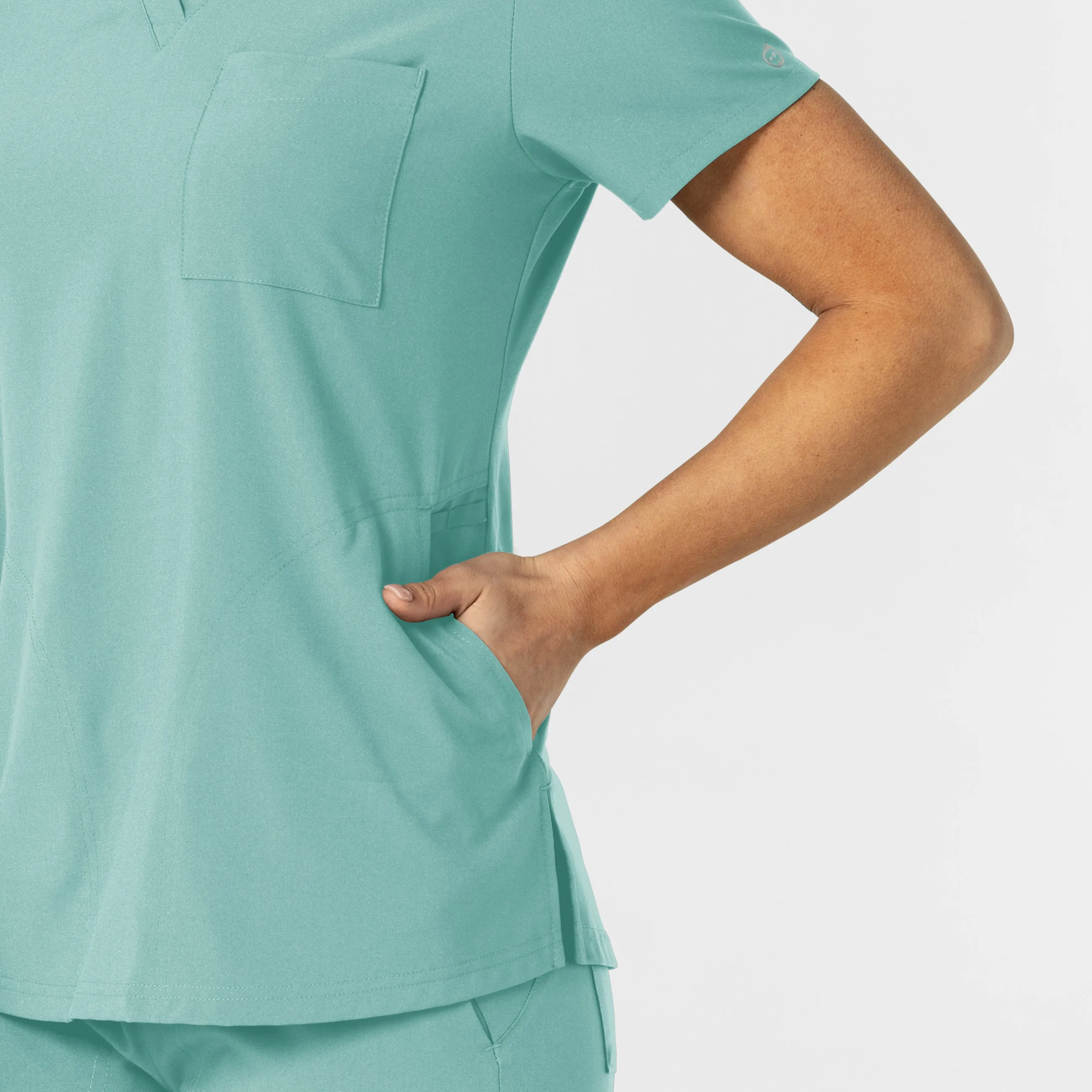 W123 6045 Flex-n-Reach V-Neck Scrub Top Turquoise
