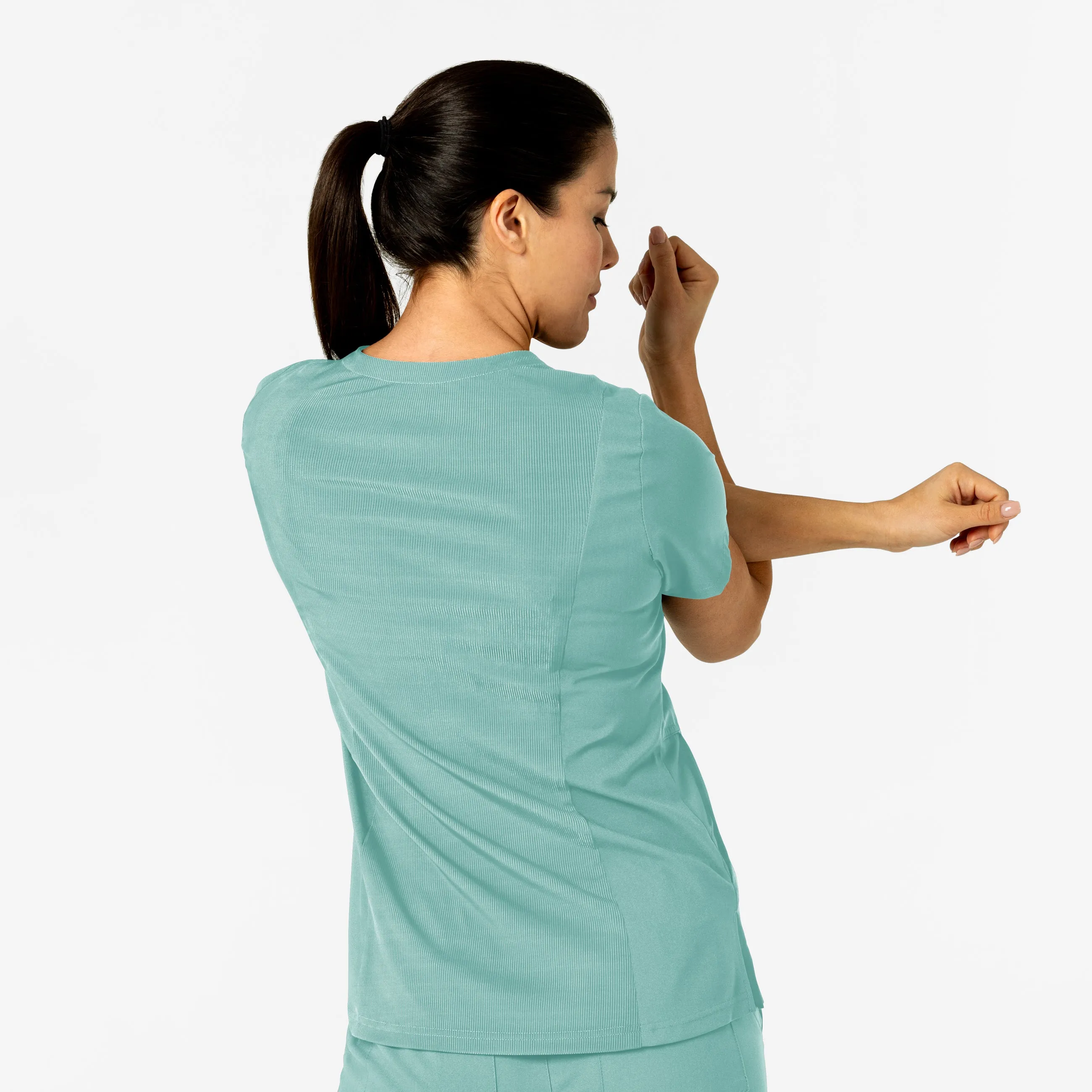 W123 6045 Flex-n-Reach V-Neck Scrub Top Turquoise