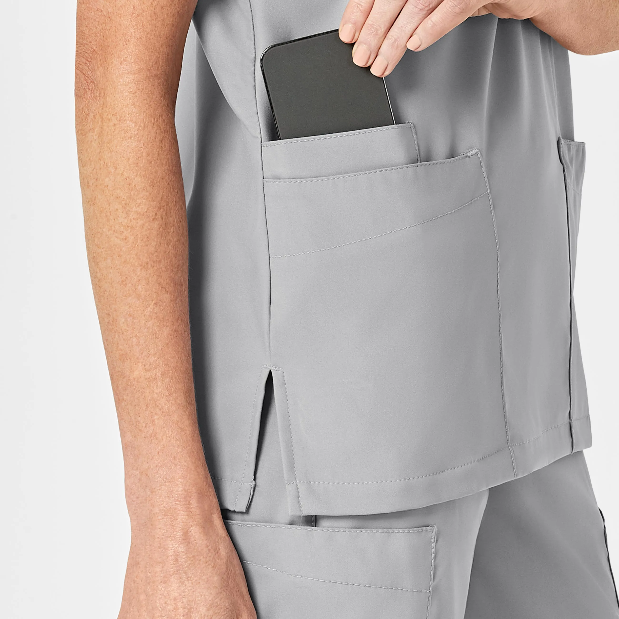 W123 6855 Unisex 4 Pocket Utility Scrub Top Grey