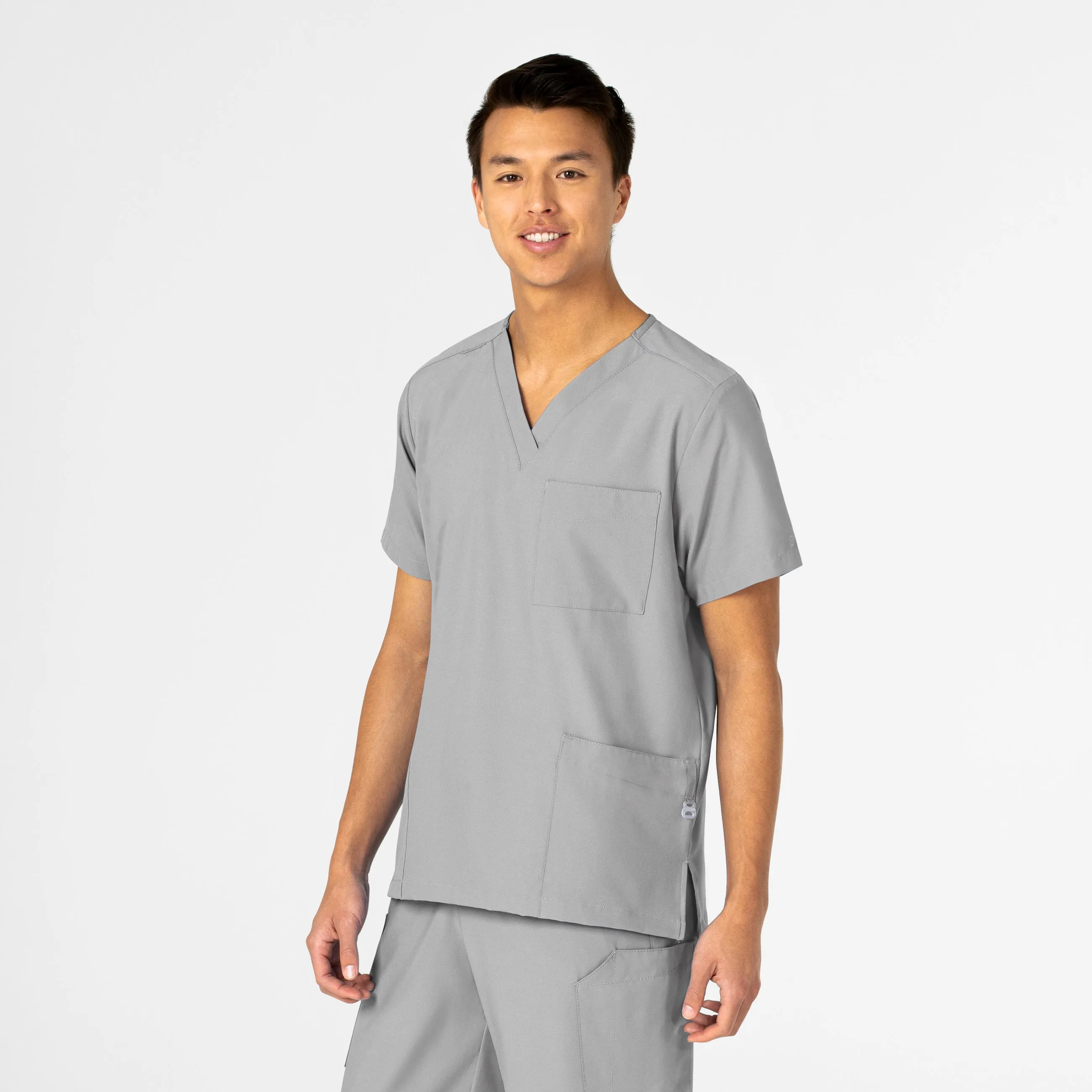 W123 6855 Unisex 4 Pocket Utility Scrub Top Grey