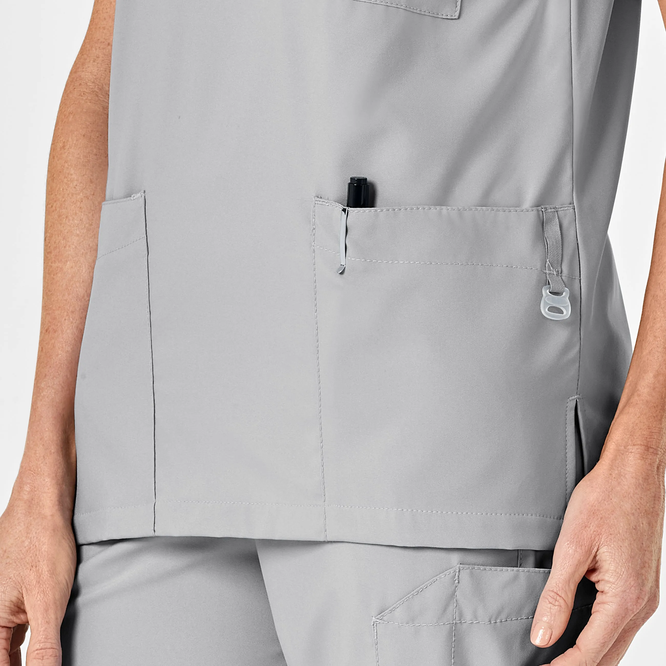 W123 6855 Unisex 4 Pocket Utility Scrub Top Grey