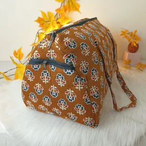Weekender Travel Bag Brown Colour Flower Design.
