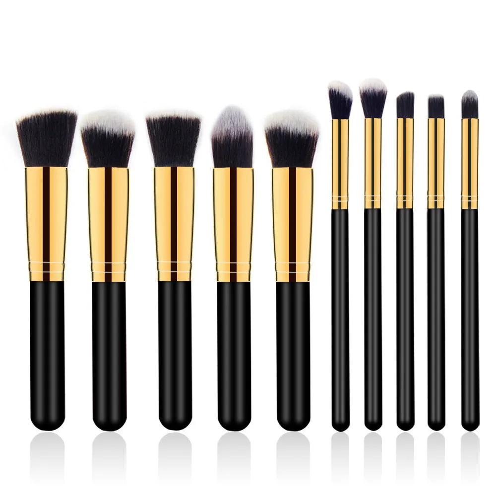 Wooden Handle Cosmetic Brush 10 Pcs Suit
