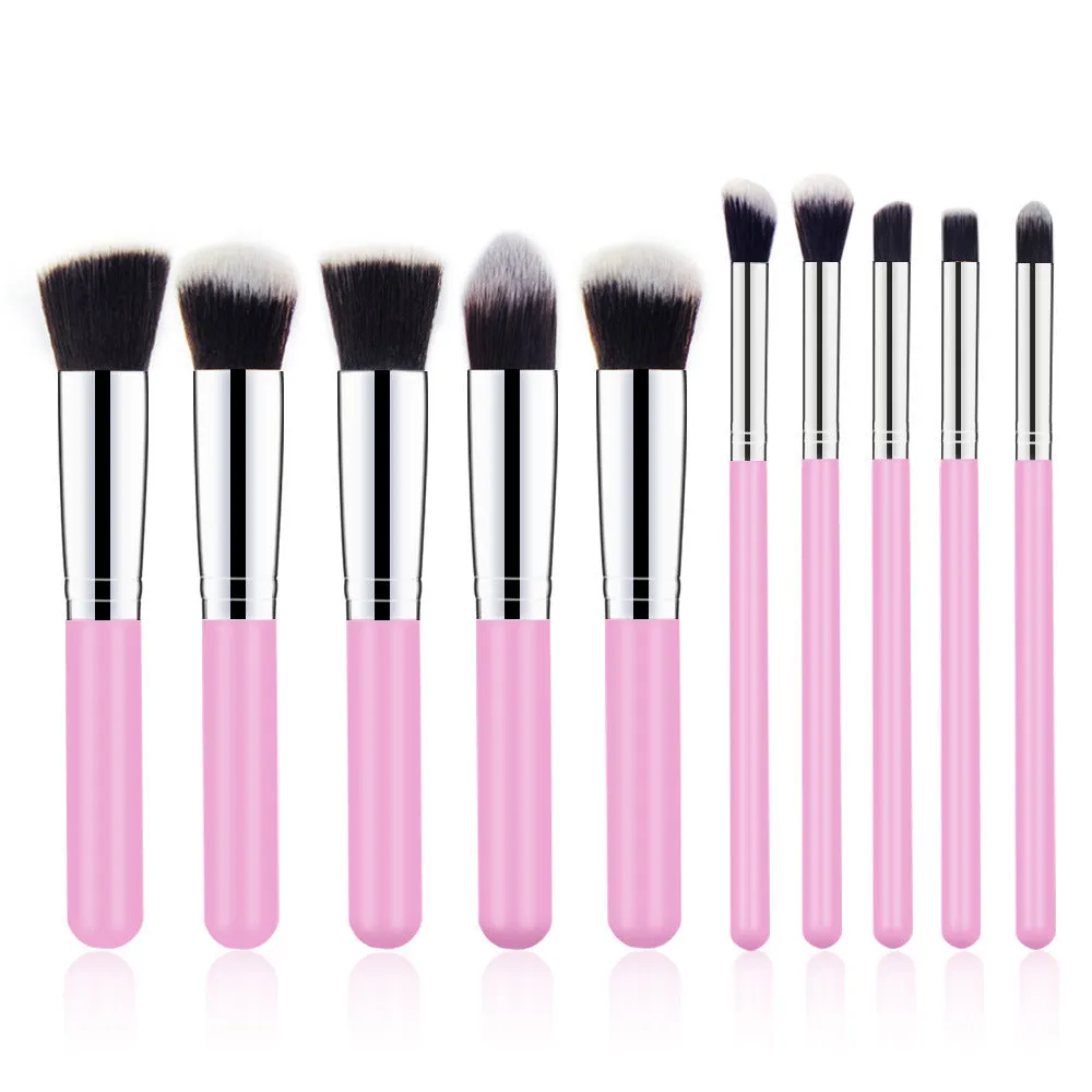 Wooden Handle Cosmetic Brush 10 Pcs Suit