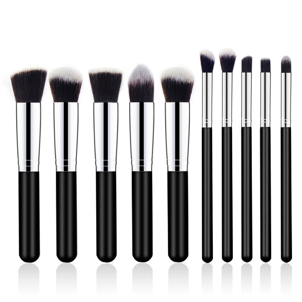 Wooden Handle Cosmetic Brush 10 Pcs Suit