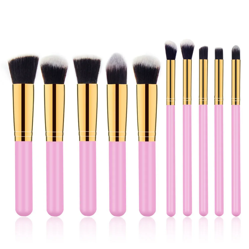 Wooden Handle Cosmetic Brush 10 Pcs Suit