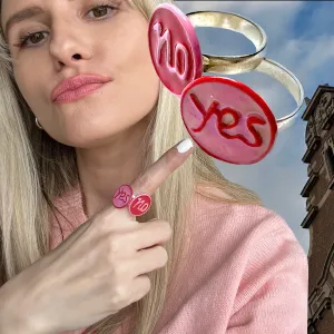 YES/NO Sterling  Enamel Ring (Decisions, Decisions!)